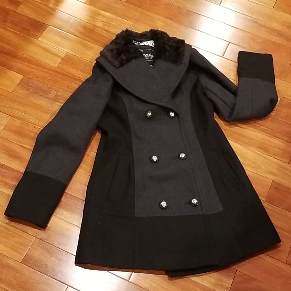 - New Guess wool fitted pea coat size SMALL